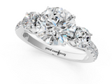 White gold Round Cut Three-Stone Diamond Pave Band with Prong Setting_107
