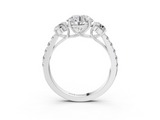 White gold Round Cut Three-Stone Diamond Pave Band with Prong Setting_109