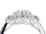 White gold Round Cut Three-Stone Diamond Pave Band with Prong Setting_110