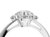 White gold Round Cut Three-Stone Solitaire Ring with Round Accent Diamonds and Four-Prong Setting_54