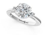 White gold Round Cut Three-Stone Solitaire Ring with Round Accent Diamonds and Four-Prong Setting_59