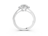 White gold Round Cut Three-Stone Solitaire Ring with Round Accent Diamonds and Four-Prong Setting_61