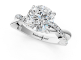 White gold Round Cut Twist Band Solitaire Diamond Ring with Pavé Setting_39