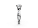White gold Round Cut Twist Band Solitaire Diamond Ring with Pavé Setting_40