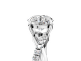 White gold Round Cut Twist Band Solitaire Diamond Ring with Pavé Setting_43