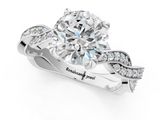 White gold Round Cut Twisted Pavé Band Solitaire Ring with Four-Prong Setting_113