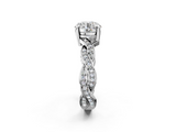 White gold Round Cut Twisted Pavé Band Solitaire Ring with Four-Prong Setting_115