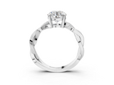White gold Round Cut Twisted Pavé Band Solitaire Ring with Four-Prong Setting_116