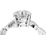 White gold Round Cut Twisted Pavé Band Solitaire Ring with Four-Prong Setting_116
