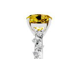 White gold Round Cut Yellow Sapphire Cluster Side Stone Solitaire Ring with Prong Setting_53