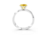 White gold Round Cut Yellow Sapphire Engagement Ring with Side Stone Accents and Four-Prong Setting_54