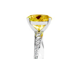 White gold Round Cut Yellow Sapphire Engagement Ring with Side Stone Accents and Four-Prong Setting_77