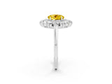 White gold Round Cut Yellow Sapphire Floral Double Halo Engagement Ring with Prong Setting_38