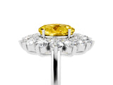 White gold Round Cut Yellow Sapphire Floral Double Halo Engagement Ring with Prong Setting_41