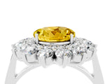White gold Round Cut Yellow Sapphire Floral Double Halo Engagement Ring with Prong Setting_88