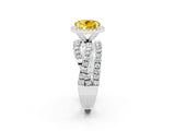 White gold Round Cut Yellow Sapphire Halo Ring with Round Split Shank and Prong Setting_62