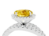 White gold Round Cut Yellow Sapphire Halo Ring with Round Split Shank and Prong Setting_64