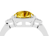 White gold Round Cut Yellow Sapphire Halo Ring with Tapered Band and Four-Prong Setting_4