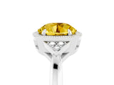 White gold Round Cut Yellow Sapphire Halo Ring with Tapered Band and Four-Prong Setting_5