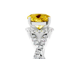 White gold Round Cut Yellow Sapphire  Halo Twist Band Solitaire Prong Setting Ring_59
