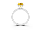 White gold Round Cut Yellow Sapphire Milgrain Pavé Engagement Ring with Four-Prong Setting_33