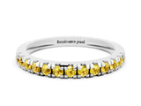 White gold Round Cut Yellow Sapphire Pavé Set Thin Band