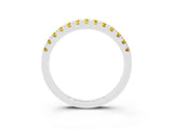 White gold Round Cut Yellow Sapphire Pavé Set Thin Band_3