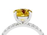 White gold Round Cut Yellow Sapphire Pavé Solitaire Ring with Round Band and Prong Setting_40