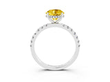 White gold Round Cut Yellow Sapphire Pave Band Solitaire Ring with Four-Prong Setting_63