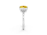 White gold Round Cut Yellow Sapphire Ring with Side Stones and Four-Prong Setting_62