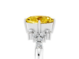 White gold Round Cut Yellow Sapphire Ring with Side Stones and Four-Prong Setting_65