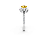 White gold Round Cut Yellow Sapphire Scalloped Halo Engagement Ring with Round Shared Prong Band_38