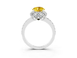 White gold Round Cut Yellow Sapphire Scalloped Halo Engagement Ring with Round Shared Prong Band_39