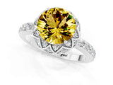 White gold Round Cut Yellow Sapphire Scalloped Halo Engagement Ring with Round Shared Prong Band_61