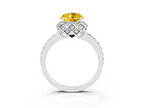 White gold Round Cut Yellow Sapphire Scalloped Halo Engagement Ring with Round Shared Prong Band_63