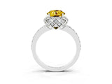 White gold Round Cut Yellow Sapphire Scalloped Halo Engagement Ring with Round Shared Prong Band_63