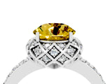 White gold Round Cut Yellow Sapphire Scalloped Halo Engagement Ring with Round Shared Prong Band_64