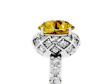 White gold Round Cut Yellow Sapphire Scalloped Halo Engagement Ring with Round Shared Prong Band_65