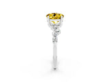 White gold Round Cut Yellow Sapphire Scattered Round Accent Ring with Prong Setting_26