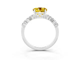 White gold Round Cut Yellow Sapphire Scattered Round Accent Ring with Prong Setting_27
