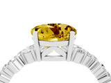 White gold Round Cut Yellow Sapphire Scattered Round Accent Ring with Prong Setting_28