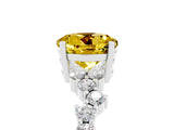 White gold Round Cut Yellow Sapphire Scattered Round Accent Ring with Prong Setting_29