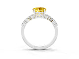 White gold Round Cut Yellow Sapphire Scattered Round Accent Ring with Prong Setting_51
