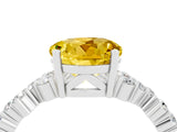 White gold Round Cut Yellow Sapphire Scattered Round Accent Ring with Prong Setting_52