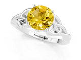 White gold Round Cut Yellow Sapphire Solitaire Celtic Knot Ring with Four-Prong Setting_37