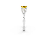 White gold Round Cut Yellow Sapphire Solitaire Celtic Knot Ring with Four-Prong Setting_38