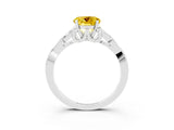 White gold Round Cut Yellow Sapphire Solitaire Celtic Knot Ring with Four-Prong Setting_39
