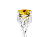 White gold Round Cut Yellow Sapphire Solitaire Celtic Knot Ring with Four-Prong Setting_41