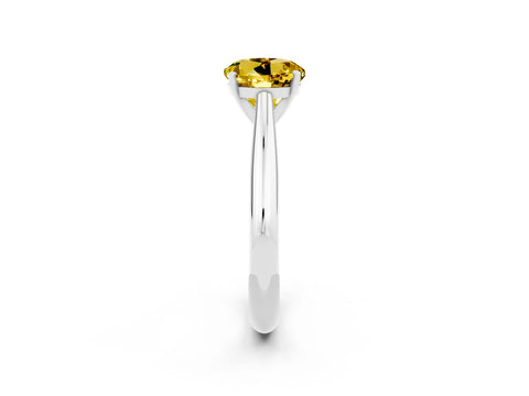White gold Round Cut Yellow Sapphire Solitaire Engagement Ring with Cathedral Setting and Four-Prong Mount_14