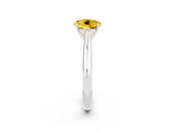 White gold Round Cut Yellow Sapphire Solitaire Engagement Ring with Cathedral Setting and Four-Prong Mount_32